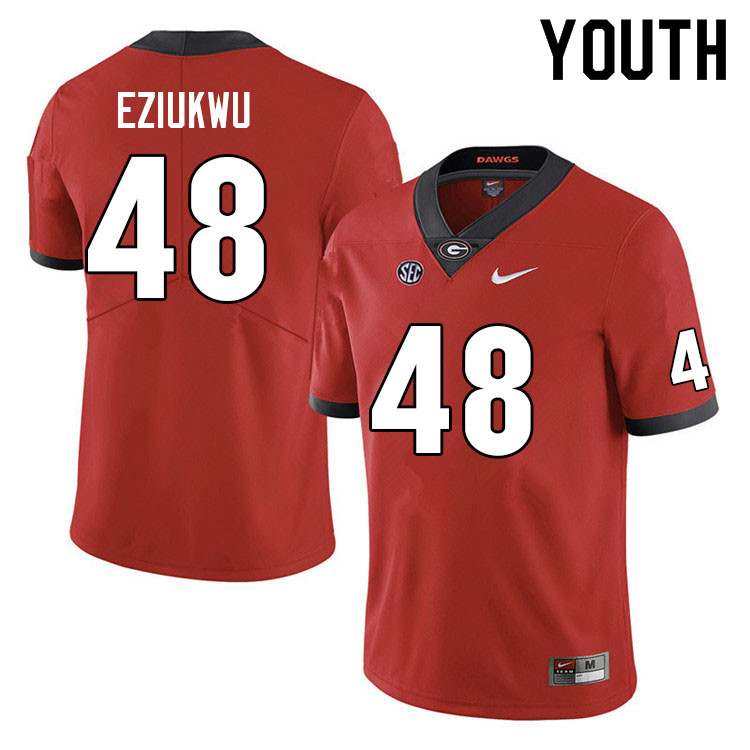 Youth #48 Austine Eziukwu Georgia Bulldogs College Football Jerseys Sale-Red Anniversary